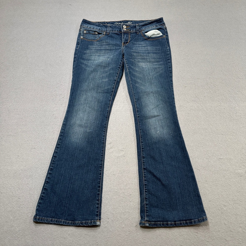 Bluenotes Jeans Womens 31x32 Blue Extreme Low Rise Morgan Skinny Flare Dark Wash